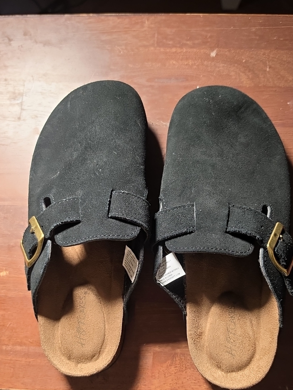 Hot Cakes‎ Black Suede Slip-On Sandal with Gold Buckle